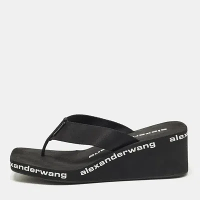 Pre-owned Alexander Wang Size 38 Black Canvas Wedge Sandals