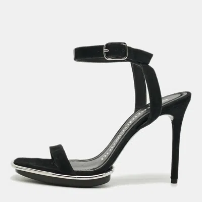 Pre-owned Alexander Wang Size 38 Black Suede Ankle Strap Sandals