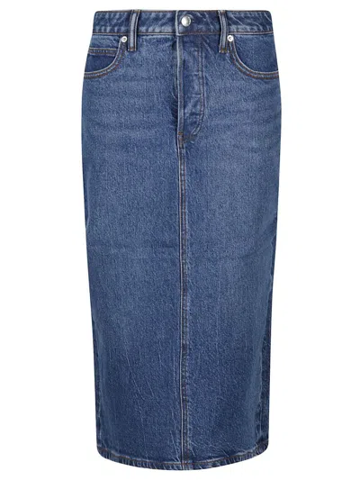 Alexander Wang Stretch Denim Midi Skirt In Blue