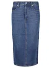 Alexander Wang Stretch Denim Midi Skirt In Blue