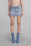 Alexander Wang Thong Strap Mini Denim Skirt In Blue