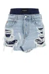 Alexander Wang Prestyled Distressed Denim Skirt With Boxer Clothing In Blue