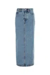 Alexander Wang Embellished Denim Skirt With Pockets And Stitching In Blue