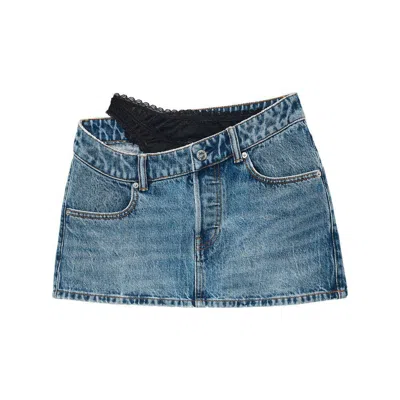 Alexander Wang Asymmetrischer Jeansrock Mit Spitze In Blue
