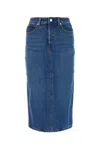 Alexander Wang Stretch Denim Midi Skirt In Deepblue