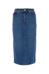 Alexander Wang Stretch Denim Midi Skirt In Deepblue