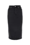 Alexander Wang Black Pencil Denim Midi Skirt In Grey