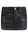 Alexander Wang Crystal Hotfix Miniskirt In Washed Black