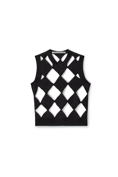 Alexander Wang Slashed Argyle V-neck Vest In Multi