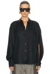 Alexander Wang Slashed Sleeve Button Up Shirt In Black