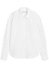Alexander Wang Slashed-sleeve Cotton-poplin Shirt In White