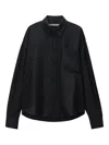 Alexander Wang Slashed-sleeve Shirt In Black