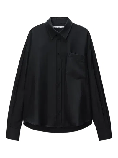 Alexander Wang Slashed-sleeve Shirt In Black