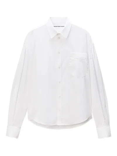 Alexander Wang Slashed-sleeve Shirt In White