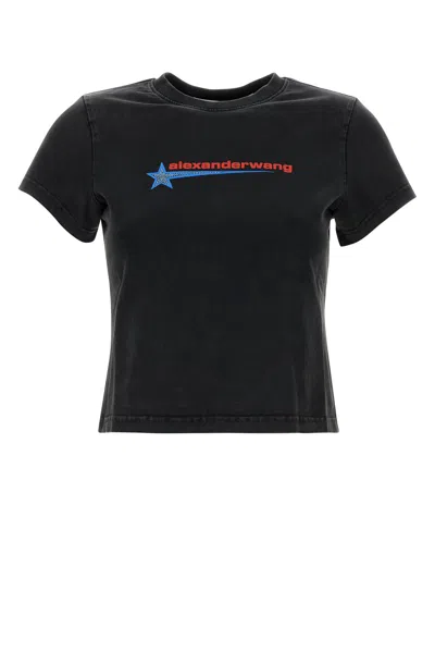 Alexander Wang Slate Cotton T-shirt In Black