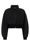 Alexander Wang Slate Denim Bomber Jacket In Black