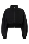 Alexander Wang Slate Denim Bomber Jacket In Black