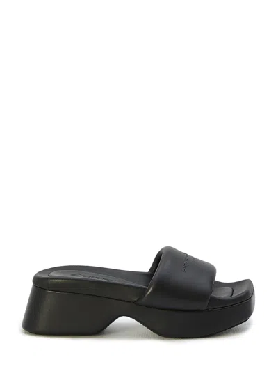 Alexander Wang Sleek Leather Flat Sandals For Women In Black