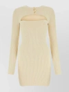 ALEXANDER WANG SLEEVED COTTON BLEND MINI DRESS WITH FRONT CUT-OUT