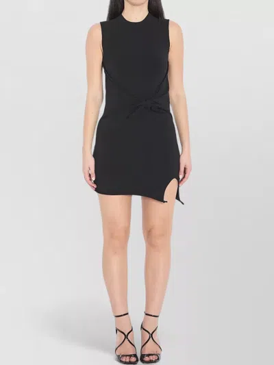 Alexander Wang Sleeveless Bodycon Mini Dress Knotted Waist In Black
