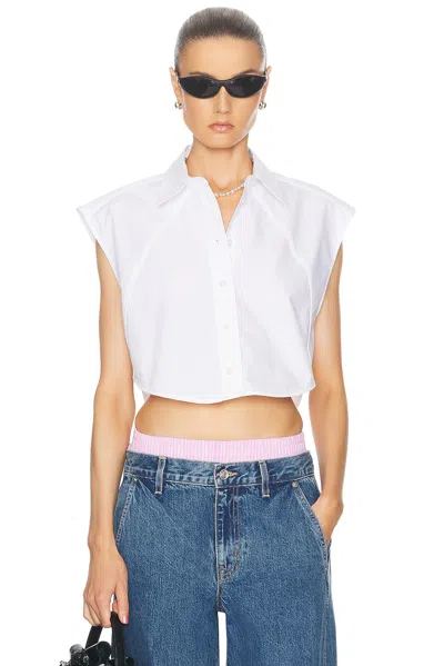 Alexander Wang Sleeveless Button Up Top In White