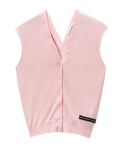 Alexander Wang Sleeveless Button-down Cardigan In Pink