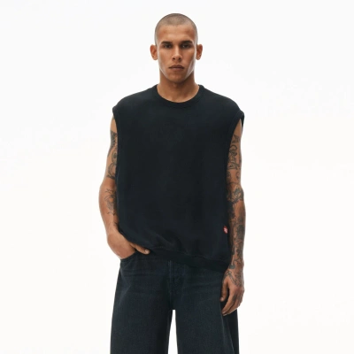 Alexander Wang Sleeveless Crew Neck Vest In Terry In Washed Jet