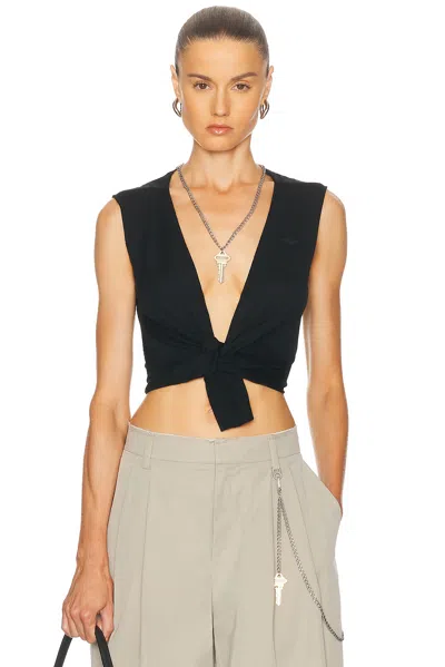 Alexander Wang Sleeveless Deep V-neck Top In Black