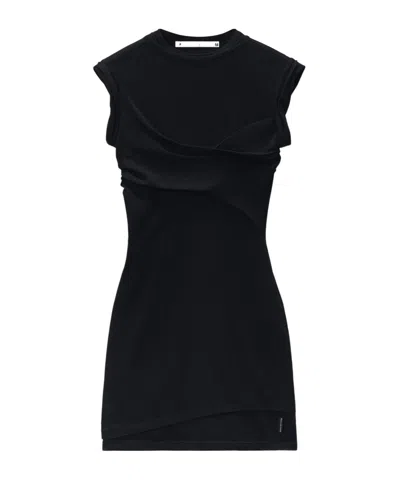 Alexander Wang Sleeveless Layered Twisted Bust Mini Dress In Black