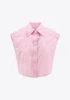Alexander Wang T Cropped Sleeveless Button Down Top In Pink