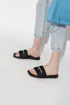 Alexander Wang Padded Logo Pool Slide Sandals Shoes In Black