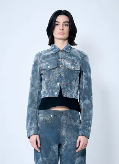 Alexander Wang Cropped Denim Jacket In Grey