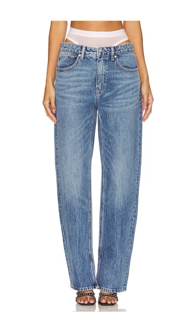 Alexander Wang Slit Hem Jean Prestyle Hotfix Mesh Undie In Vintage Medium Indigo