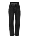 Alexander Wang Slit Hem Prestyle Hotfix Mesh Undie Jeans In Black