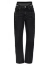 Alexander Wang Slit Hem Prestyle Hotfix Mesh Undie Jeans In Black
