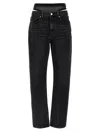 Alexander Wang Mesh Undie Straight Leg Jeans In Black