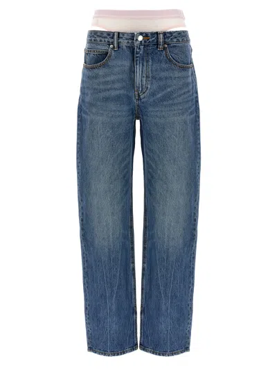 Alexander Wang Embellished Straight Jeans In Light Blue