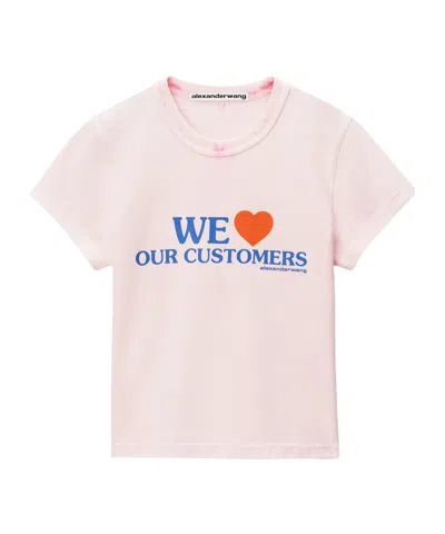 Alexander Wang Slogan-print Cropped T-shirt In Nude