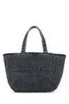 Shop Alexander Wang Small Punch Denim Shopping Bag In Grey
