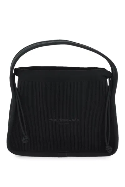 Alexander Wang Small Rib-knit Ryan Handbag In Black