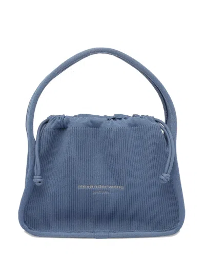 Alexander Wang Shoulder Bag Ribbed Texture Top Handle In Blue