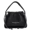 Alexander Wang Grey Cotton Blend Handbag With Drawstring Closure In Black