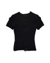 Alexander Wang Smocked Chiffon Top In Black Polyester In Black