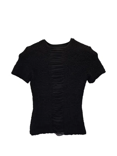 Pre-owned Alexander Wang Smocked Ruched Top In Black