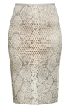 Alexander Wang Snake Embossed Mesh Leather Midi Skirt In Ivory