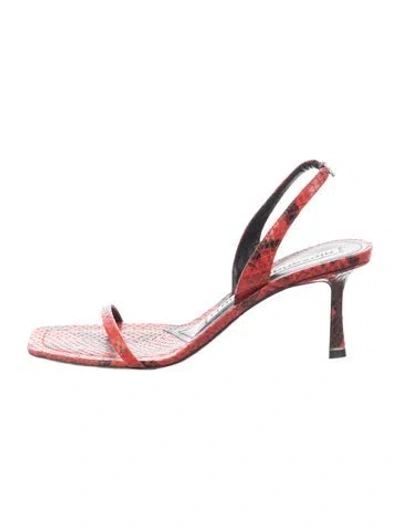 Pre-owned Alexander Wang Snakeskin Animal Print Sandals In Red