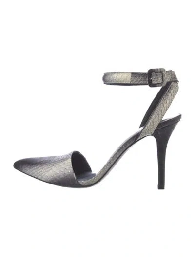 Pre-owned Alexander Wang Snakeskin Animal Print Slingback Pumps In Neutrals