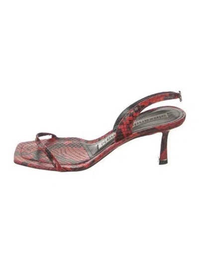 Pre-owned Alexander Wang Snakeskin Animal Print Slingback Sandals In Red
