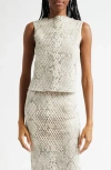 Alexander Wang Snakeskin Print Engineered Slash Leather Tank In Multi
