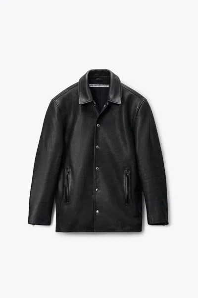 Alexander Wang Snap Front Jacket W/ Spread Collar In Black
